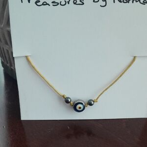 Gold Evil Eye Bracelet and Natural Stone.